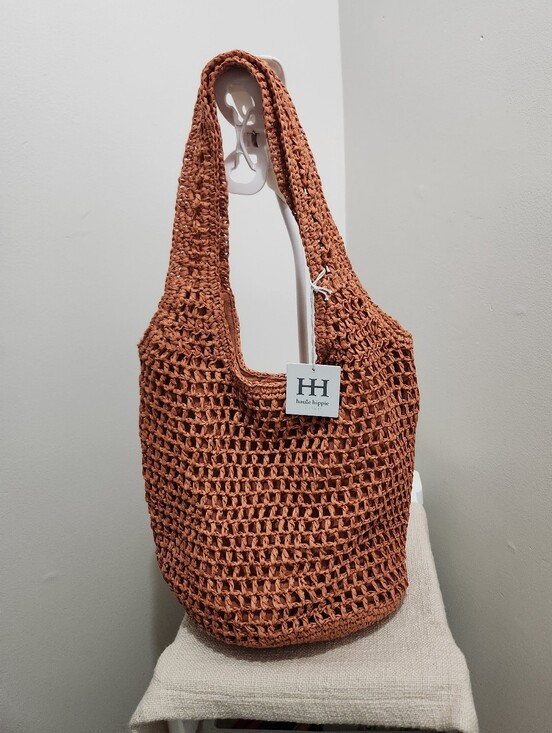 Haute Hippie Handbags - Handmade Crochet Tote Bag - Rust Brown